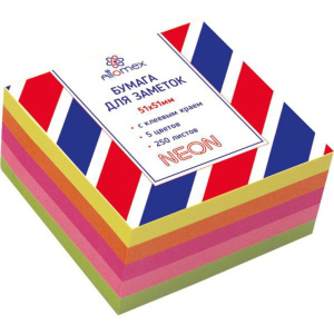Бумага с липким краем (51*51мм)  250л, 5цв. НЕОН