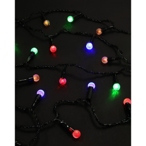 Гирлянда улич. электрическая 10м 100LED светодиодная "Шарики" черный шнур, 220В, мультицвет