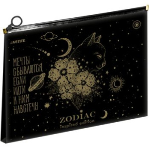 Конверт на молнии 320x240*25мм ПВХ 180мкм, Zodiac, тиснение фольгой, с расширением