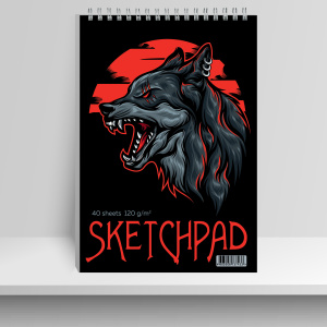 Скетчбук А5  40л., гребень, 120гр/м2 "Волк"