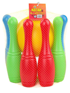 Кегли пластиковые, 6шт + мяч (большой)