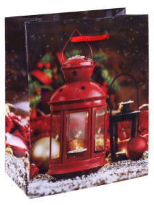 Пакет подар. бум. новогодн. 11,5*14,5*6см 128гр/м "Рождественские подсвечники"