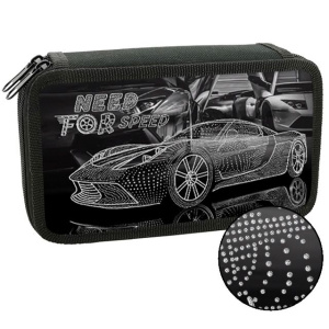Пенал 2 отд. (190*110*40) молния, ткань, фольга "Жажда скорости"