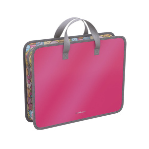 Папка А4 (333*268*90) с ручками, молния, пластик "Glossy Bubble Gum",арома,  розовая