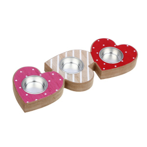 Подсвечник 24*8см Сердце, МДФ, металл, 3 цвета