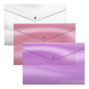 Конверт на кнопке А4  Glossy Candy, полупрозрачный, ассорти