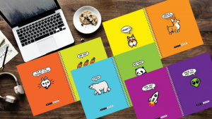 Тетрадь А5  96л кл. гребень ПЗБМ перевертыш "Пиксель-2" УФ твин.лак., белизна 100%