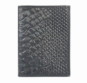 Визитница кожа на  18 визиток, черная, тиснение "Питон"