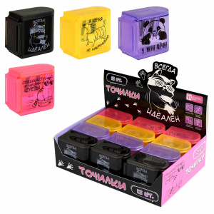 Точилка пласт. 1 отв. "Герои с характером" 5,6*2,8*4,8см, ассорти