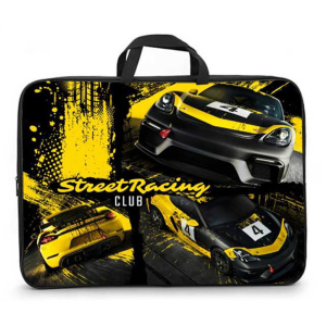 Папка А3 (475*345*75) с ручками, молния, ткань "Авто коллаж"