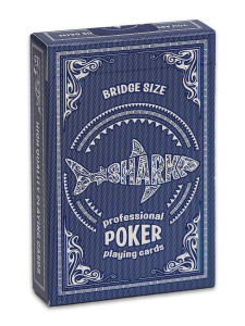 Карты игральные 54шт,  "Shark" blue, пластик, bridge size index standard, 57*88 мм