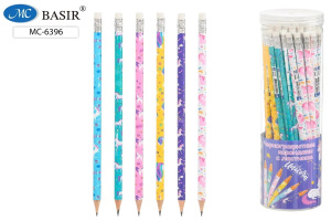 Карандаш Единорог деревянный, HB, с ластиком