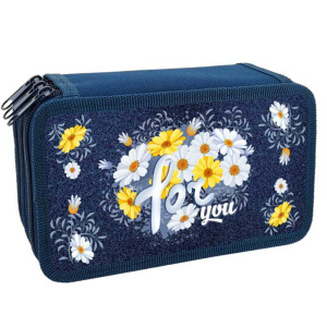 Пенал 3 отд. (190*100)  Ромашки на джинсе, ткань