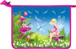 Папка д/ труда А4 (335*240*85) 2отд. молния сверху, пластик/ламинат "Фея и гриб" с блестками