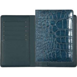 Обложка для паспорта из к/з Belcanto 5 отд.д/визиток, синяя