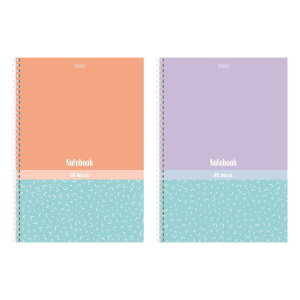 Тетрадь А4  80л кл. гребень Hatber "Скобочки" перф.на отрыв, цв.срез, софт-тач, 2диз.