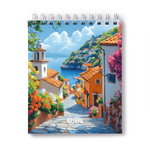 Скетчбук 175*200мм  80л., гребень, 100гр/м2 "Дорога к морю" пласт.обл., жестк.подл.