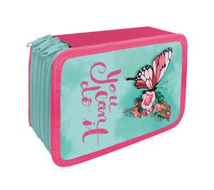 Пенал 3 отд. (190*105*60) молния, лам.картон, ткан.торец "You can do it"