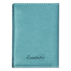 Чехол д/пласт.карт "Наппа зеленовато-голубой металлик" 70*105мм, блинт.тиснение, мет.кнопки, 2 отд.