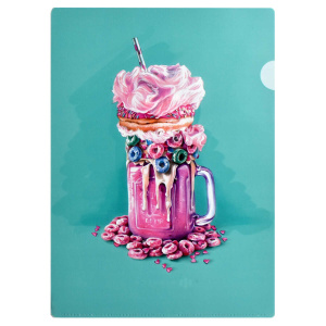 Папка уголок А4 "Розовый милкшейк" 220*310мм, пластик, УФ-печать