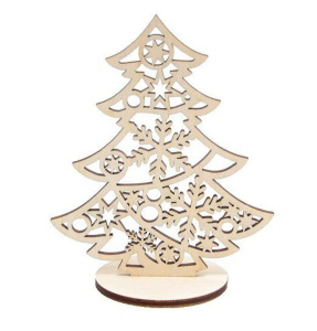 Заготовка деревянная НГ  "Елочка с гирляндой" 15*16см