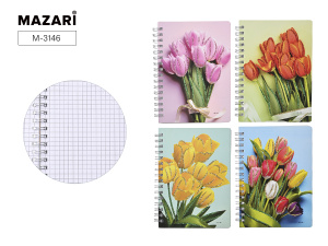 Блокнот А6 гребень 80л "Цветы" кл.