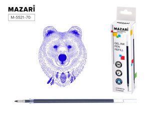 Стержень гелевый MAZARI 130мм, пулевидный, синий, 0,5мм