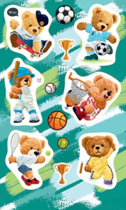 Наклейки детские 15*9см  "Мишки футболисты"