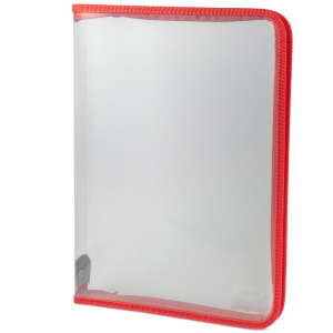 Папка  для тетрадей  А4 молния вокруг  б/цв Красная