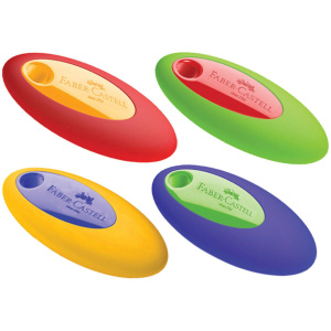 Ластик FABER-CASTELL "Oval", PVC-free, овальный, 60*30*10мм, пласт.держатель