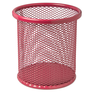 Стакан наст.  "Egoist"  9*8см, метал., круглый, сетка, розовый