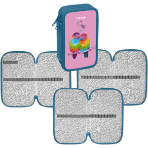 Пенал 3 отд. (205*120*40) молния, картон с конгревным тиснением Lovebirds"