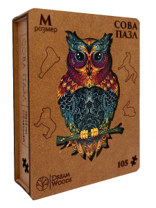 Пазлы деревянные 105 элемента 280*180мм  "Сова"
