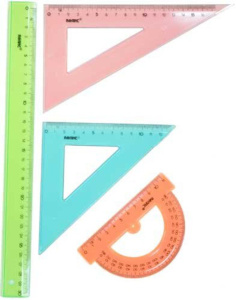 Набор геометр. большой прозр. (2треуг., 30см лин., трансп.)