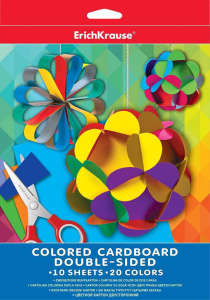 Картон цв. А4 20цв. 10лист. двустор., мел. "Erich Krause"