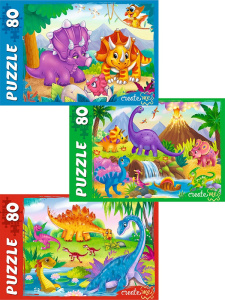 Пазлы   80 элементов  163*225мм. "Мир динозавров"