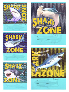 Тетрадь А5 24л кл. Проф-Пресс "Территория акул" 5 диз.в спайке