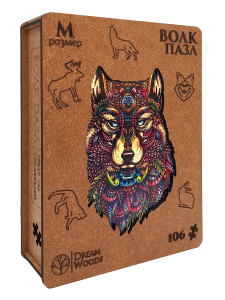 Пазлы деревянные 106 элементов 280*180мм  "Волк"