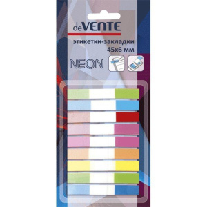 Закладки с липким краем (45* 6мм)  9 цв, по 10л.,  Z-сложение блистер, НЕОН