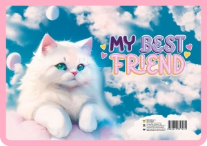 Папка д/тетрад. А4 (325*230*55) молния сверху, пластик "Котик в облаках"