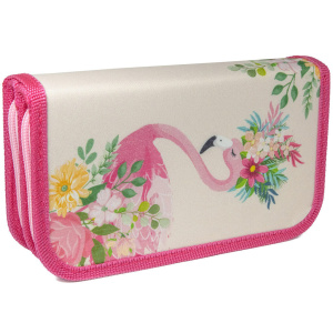 Пенал 2 отд. (190*105*50) молния, ткань "Яркий фламинго"
