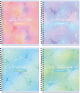 Тетрадь А5  48л кл. гребень Полином "Shiny office" УФ-лак, 4 дизайна, БЕЗ ПОЛЕЙ