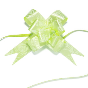 Бант подарочный затягивающийся   8см*20мм, 40см с полоской, ЗЕЛЕНЫЙ, 10шт/уп