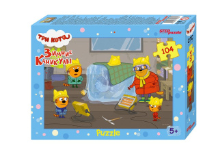 Пазлы  104 элементов  230*330мм.  "Три кота. Зимние каникулы" (АО "СТС")
