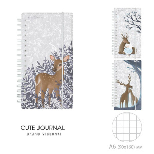 Записная книжка А6  80л. пластик, гребень "Cute journal. Forest dream" кл., резинка
