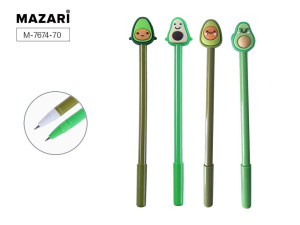 Ручка шар. Funny avocado, синяя, цв.пластик.корпус, 0,7мм, 4 дизайна, смен.стерж. 113мм