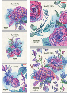 Тетрадь А5 24л лин. Проф-Пресс "Нарисованные цветы-2" 5 диз.в спайке, белизна 100%