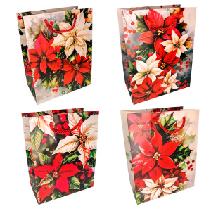 Пакет подар. бум. новогодн. 26*32*10 см 210 гр/м2 "Остролист"