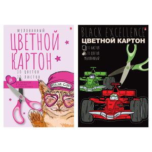 Картон цв. А4 10цв. 10л. немелов., одностор., пл. 190 гр/м2