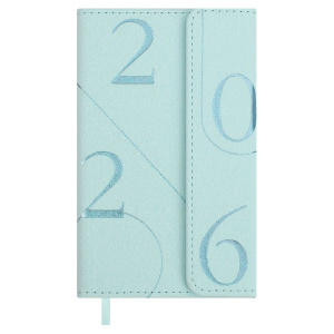 Еженедельник дат. 2026г 95*155мм 64л., кожзам., тв.пер. "Бьянчини мятный" тисн.фольгой, ляссе